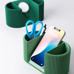 Finned Desk Organiser & Phone Holder with Pen Pot