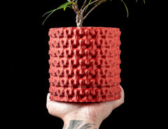 Textured 3d printed planter: modern indoor plant pot with drip tray