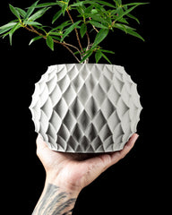 3d printed geometric plant pot: modern diamond texture with drainage
