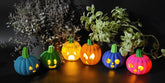 Light up pumpkins set of 6 halloween decor led tealight uk made