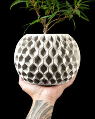 Modern planter pot with tray hexagon indoor plant pot uk made