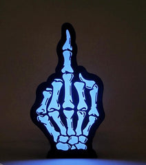Skeleton hand lightbox middle finger funny halloween decor uk made