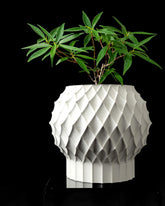 3d printed geometric plant pot: modern diamond texture with drainage