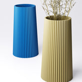 Pleated column vase, angled view showing the ribbed texture