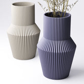 Pleated urn vase, angled view showing the ribbed texture