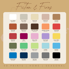 Colour chart showing all 25 colour options available