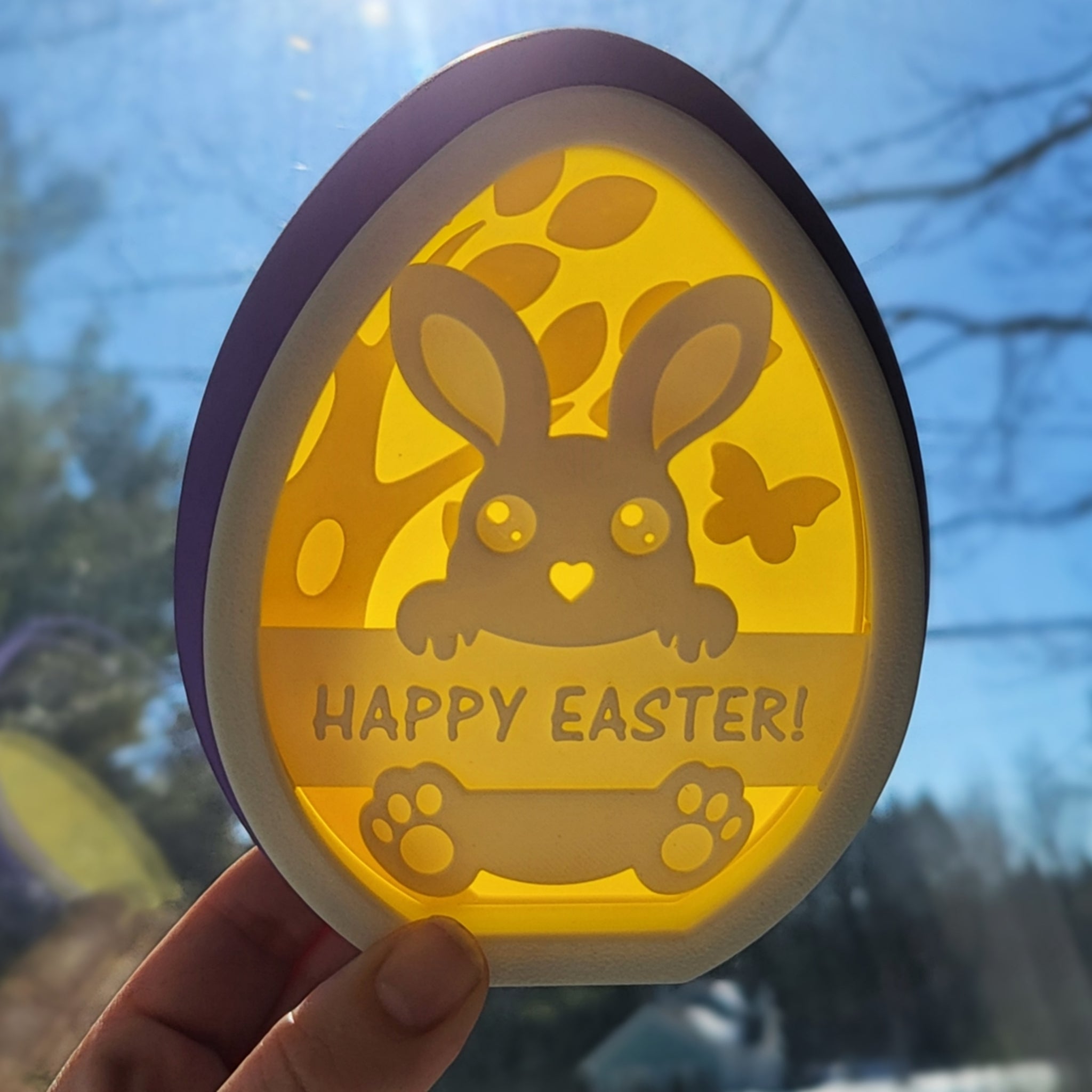 Light up Easter Egg Decor, Bunny or Chick design, 3D Printed Spring Decoration,