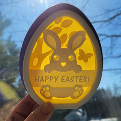 Light up Easter Egg Decor, Bunny or Chick design, 3D Printed Spring Decoration,