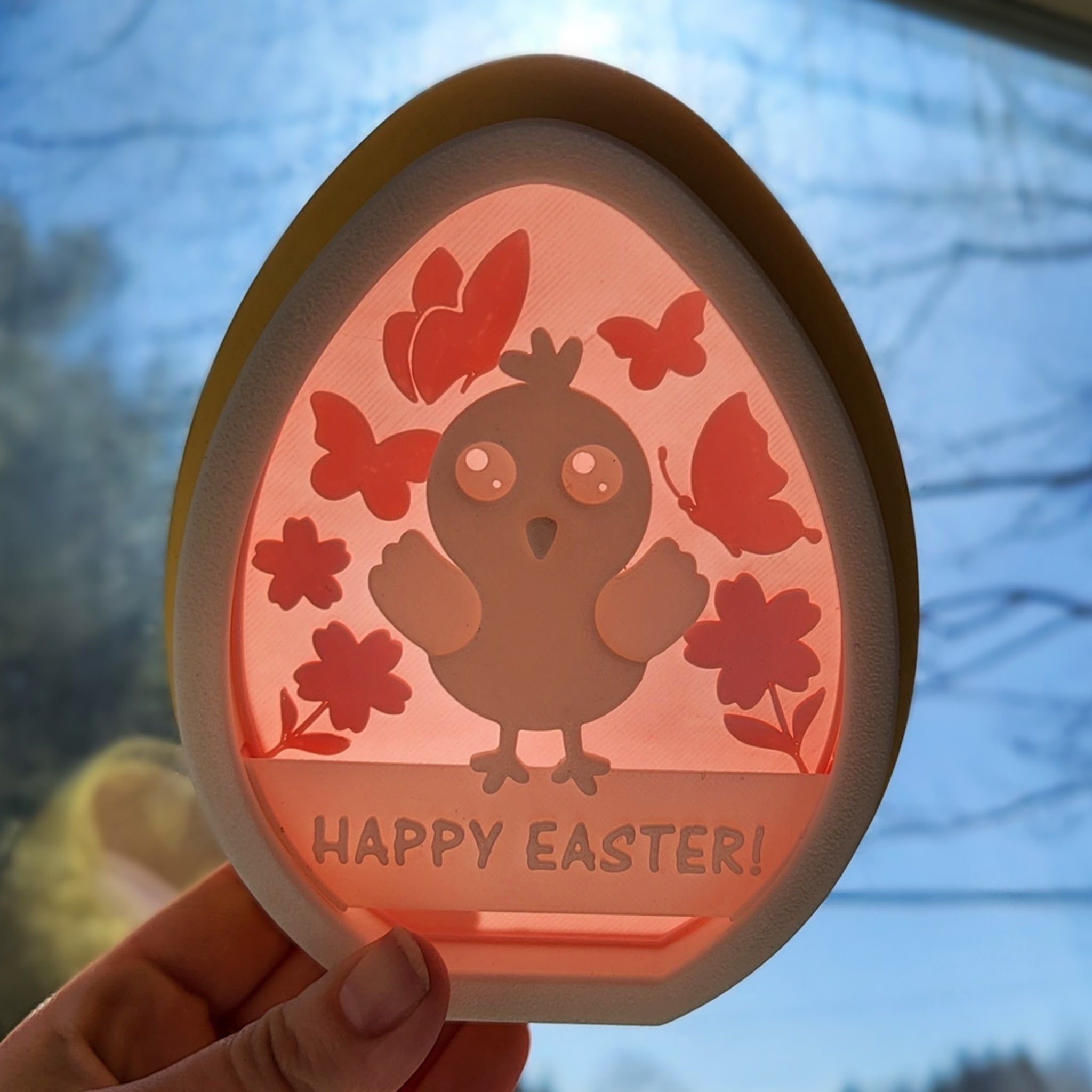 Light up Easter Egg Decor, Bunny or Chick design, 3D Printed Spring Decoration,