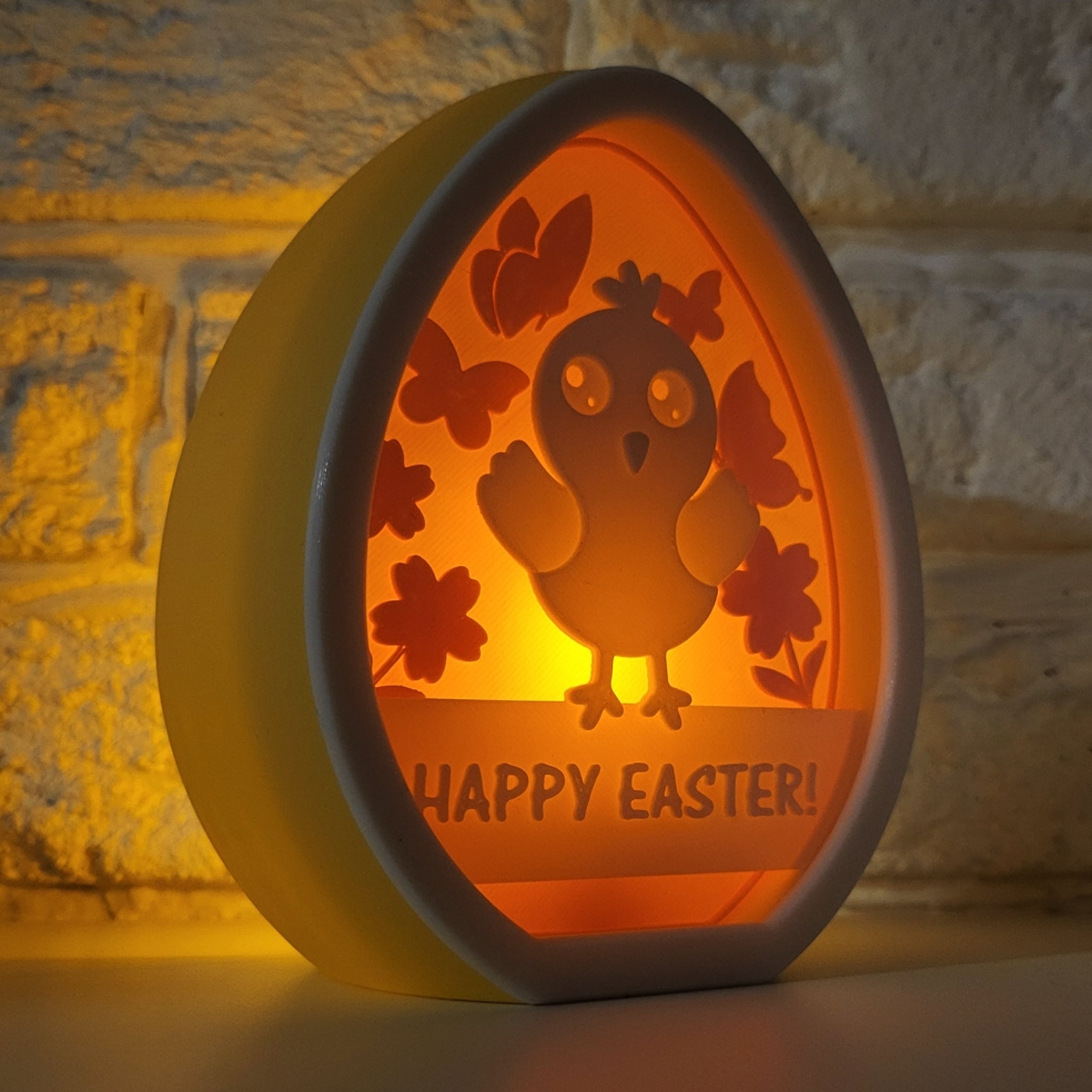 Light up Easter Egg Decor, Bunny or Chick design, 3D Printed Spring Decoration,