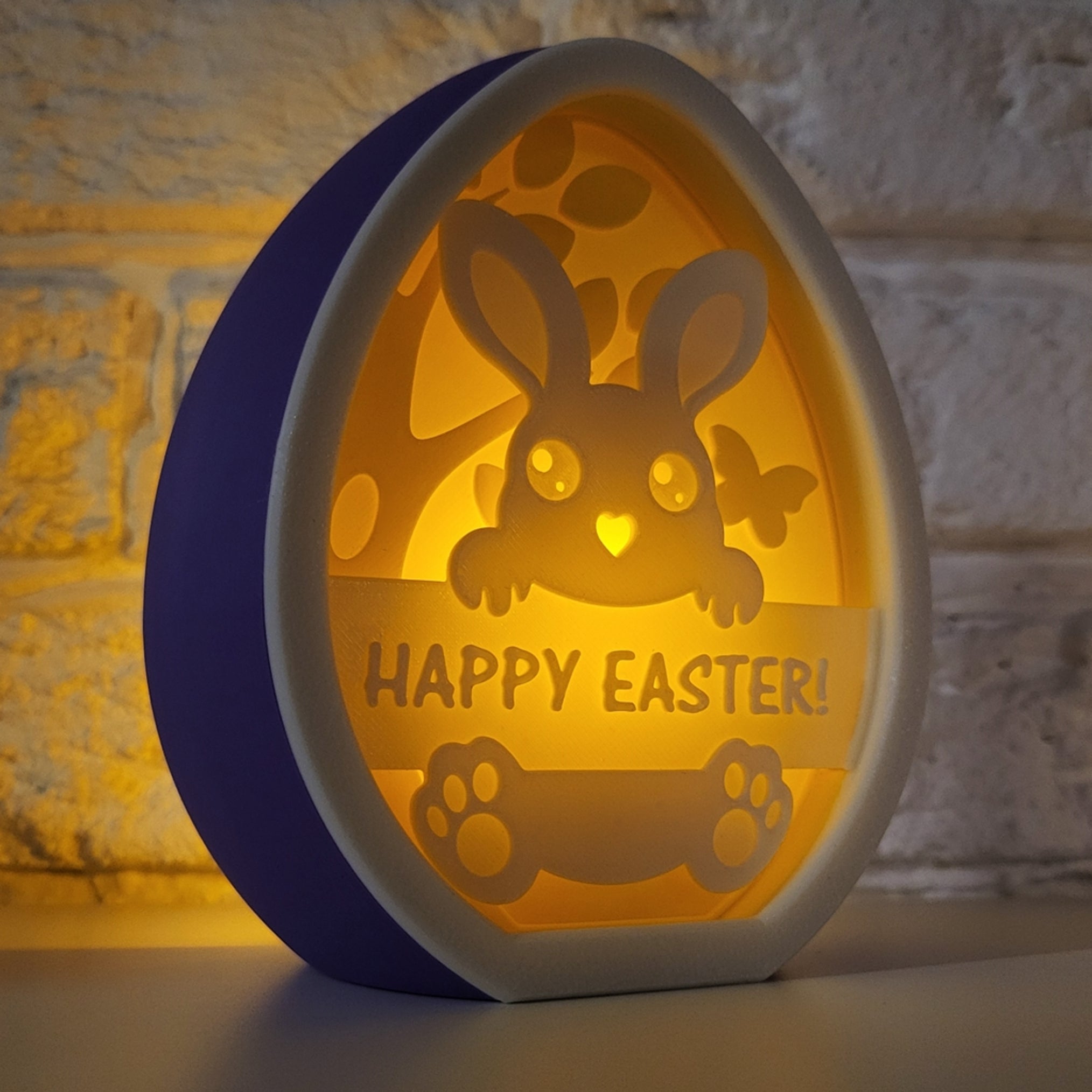 Light up Easter Egg Decor, Bunny or Chick design, 3D Printed Spring Decoration,