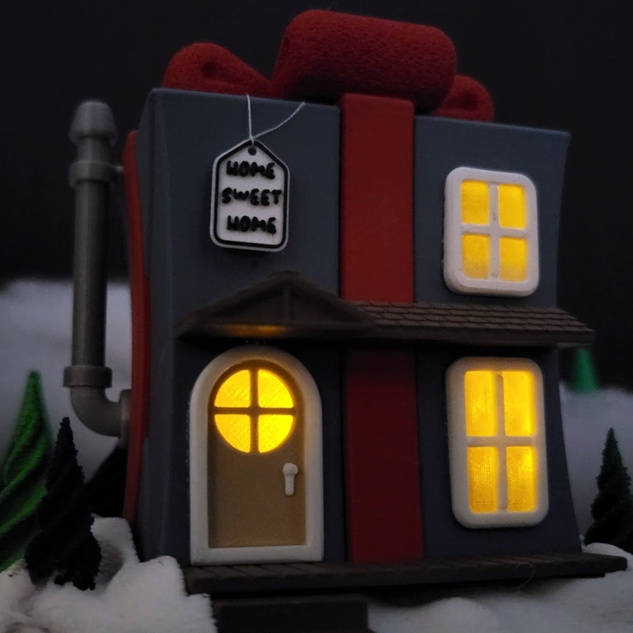 Light-Up Christmas Present Fairy House Set