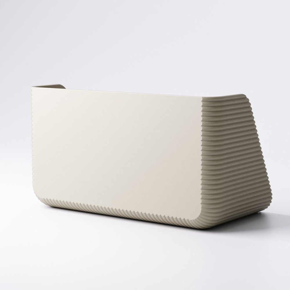Desk organiser in Mandarin Orange on a desk