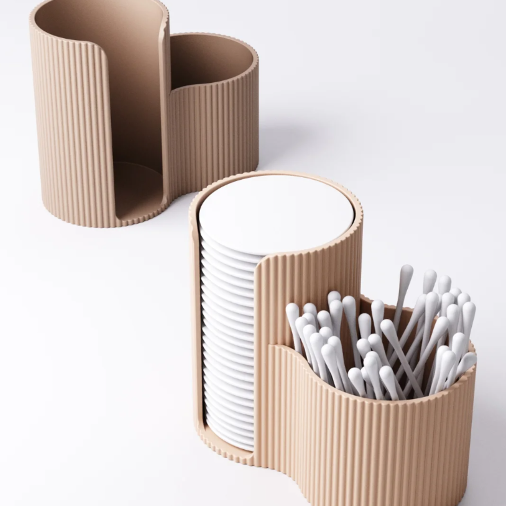 Fluted Cotton Pad & Bud Holder | Bathroom & Vanity Organiser