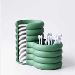 Wide Fluted Cotton Pad & Bud Holder | Bathroom & Vanity Organiser