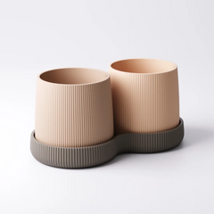 Pleated Duo Planter Set with Drip Tray