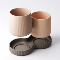 Pleated Duo Planter Set with Drip Tray