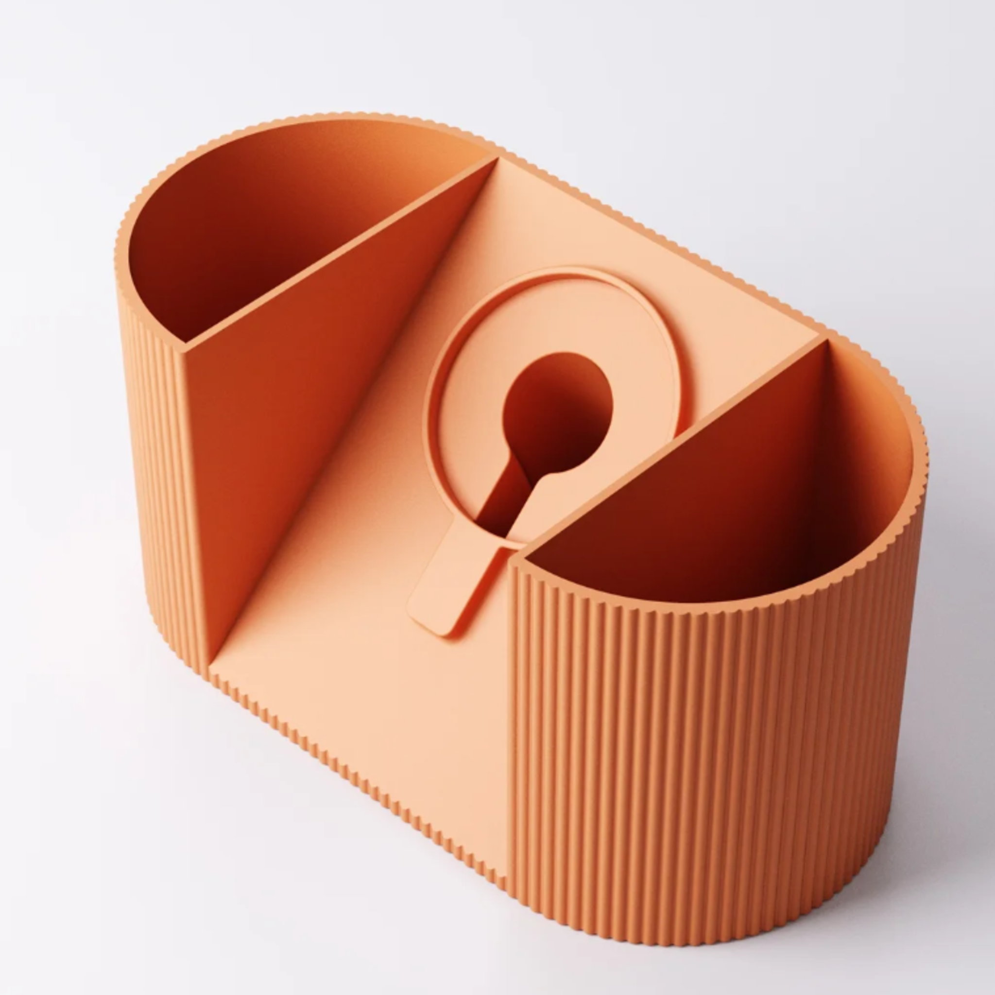 Ribbed Desk Organiser & Phone Holder with Pen Pot