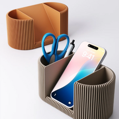 Finned Desk Organiser & Phone Holder with Pen Pot