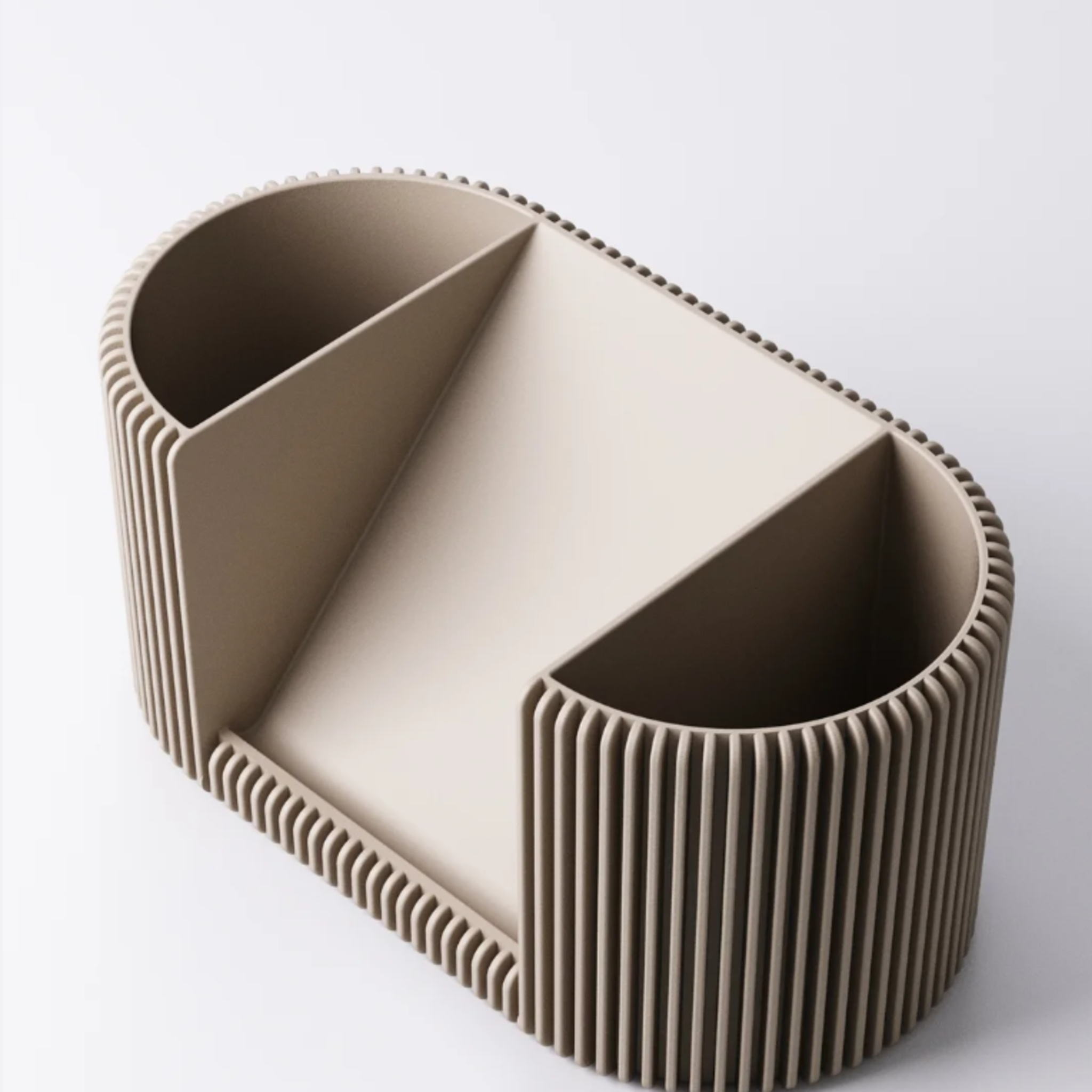 Finned Desk Organiser & Phone Holder with Pen Pot