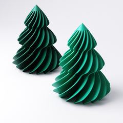 Colourful christmas tree decoration displayed on a wooden shelf at home