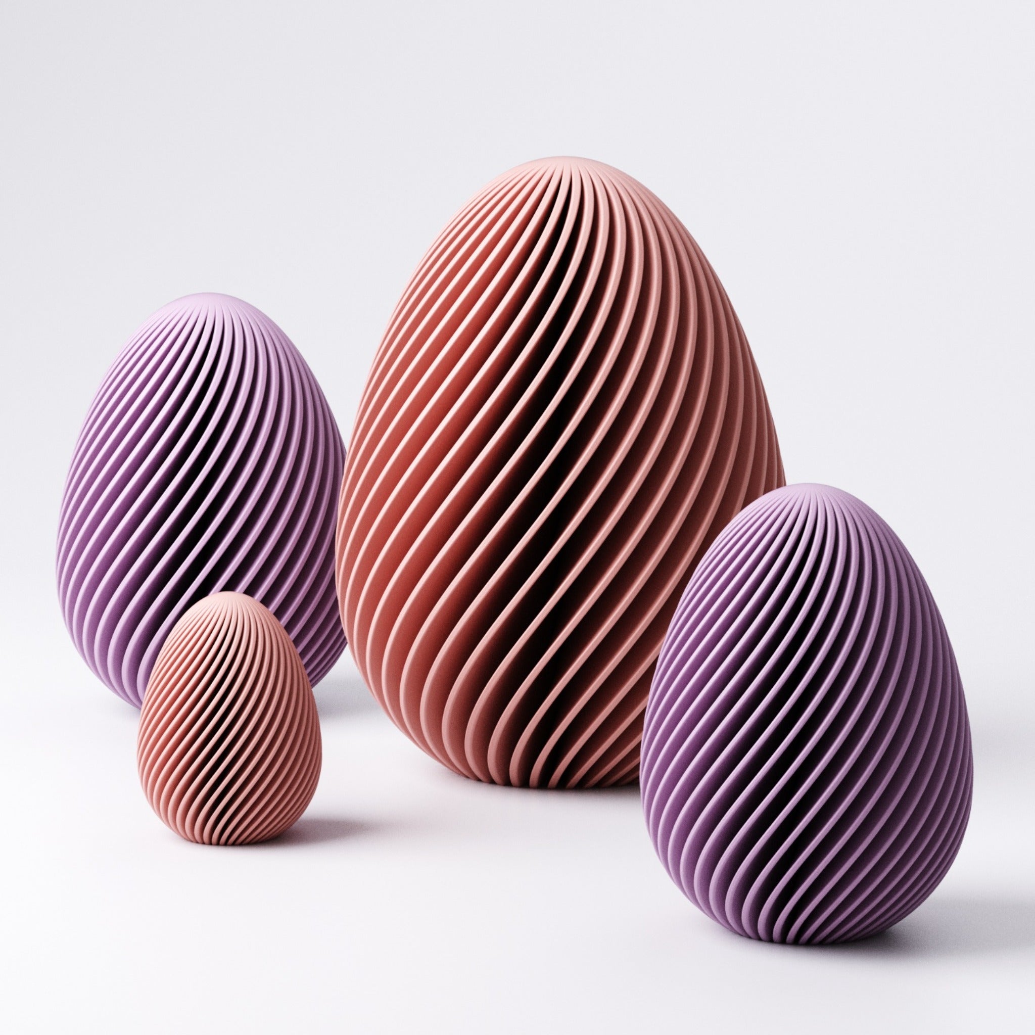 Close-up of the twisted fin ridge texture on the egg decoration's exterior