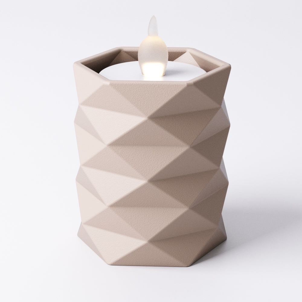 Geometric tealight holder, Small and Medium sizes shown side by side