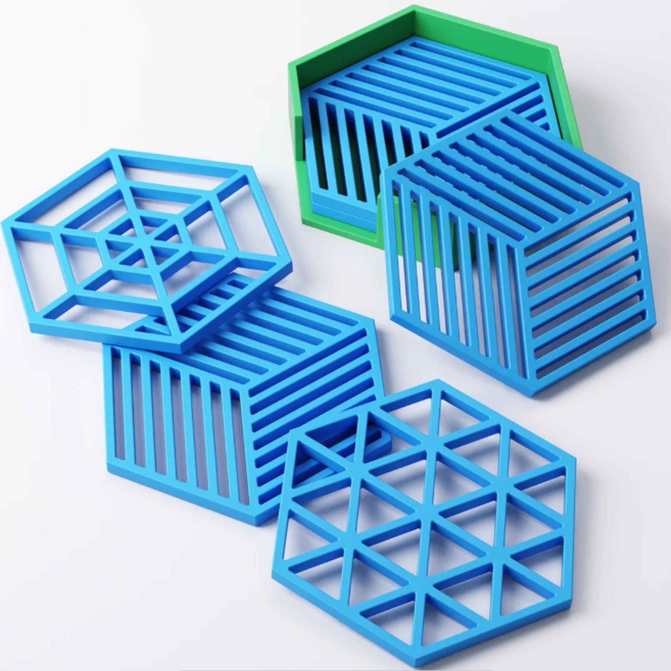 Geometric Coasters | Set with Holder | Pack of 4 Hexagon Drink mat | Coffee Table