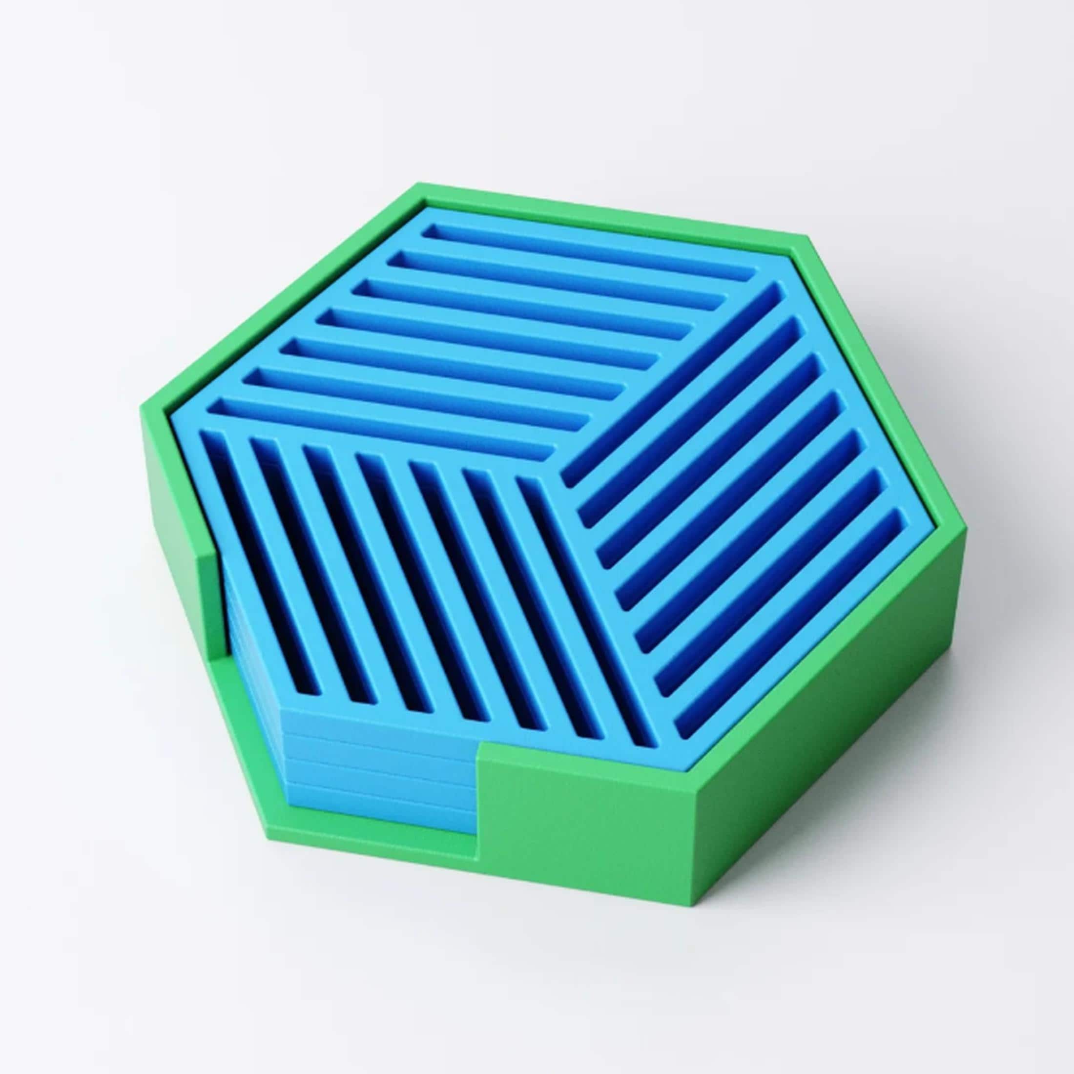 Geometric Coasters | Set with Holder | Pack of 4 Hexagon Drink mat | Coffee Table