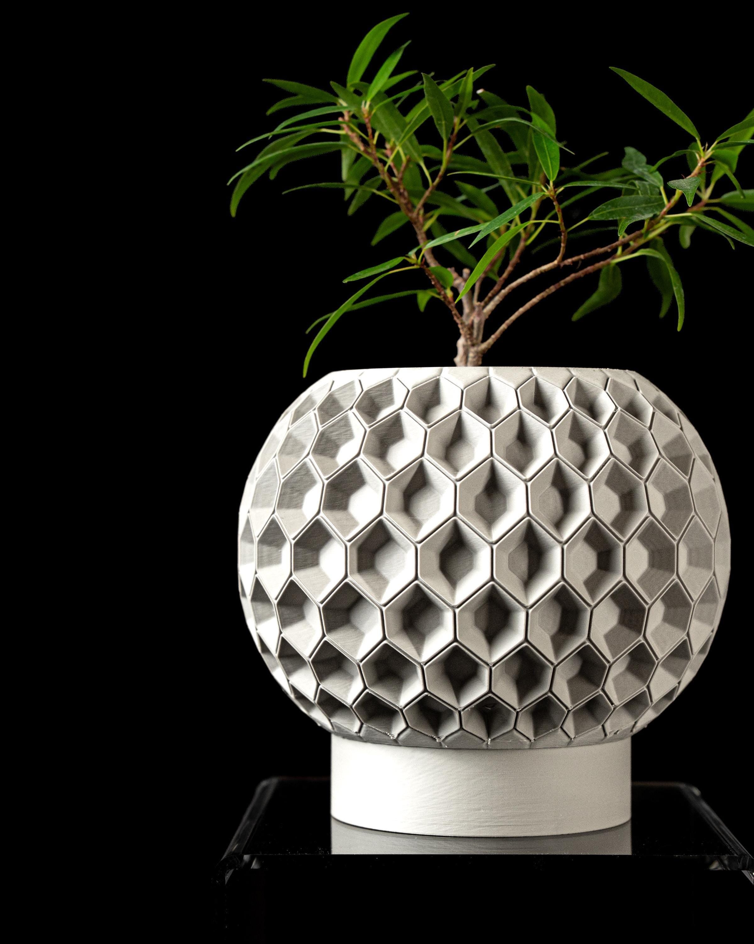 Modern planter pot with tray hexagon indoor plant pot uk made