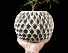 Modern planter pot with tray hexagon indoor plant pot uk made