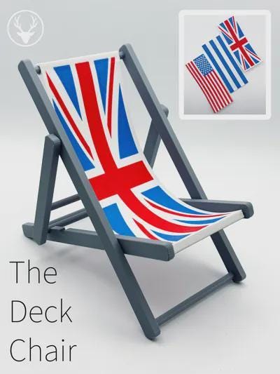 Union jack | deck chair | phone holder | mobile stand for desk | red white blue