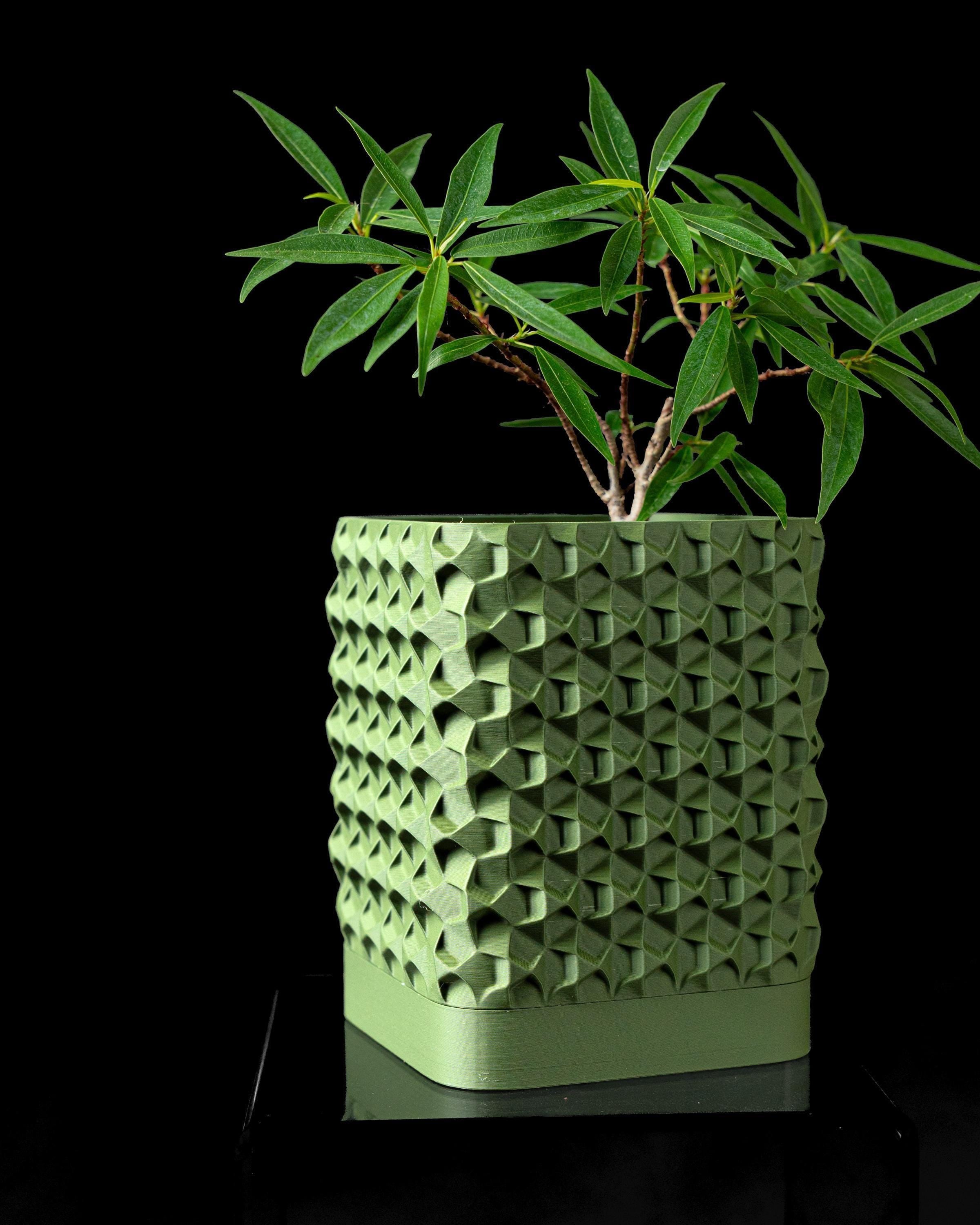 3d printed geometric square planter: modern indoor plant pot