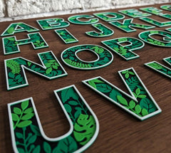 3d printed floral letters: botanical green or blossom pink wall & door decor