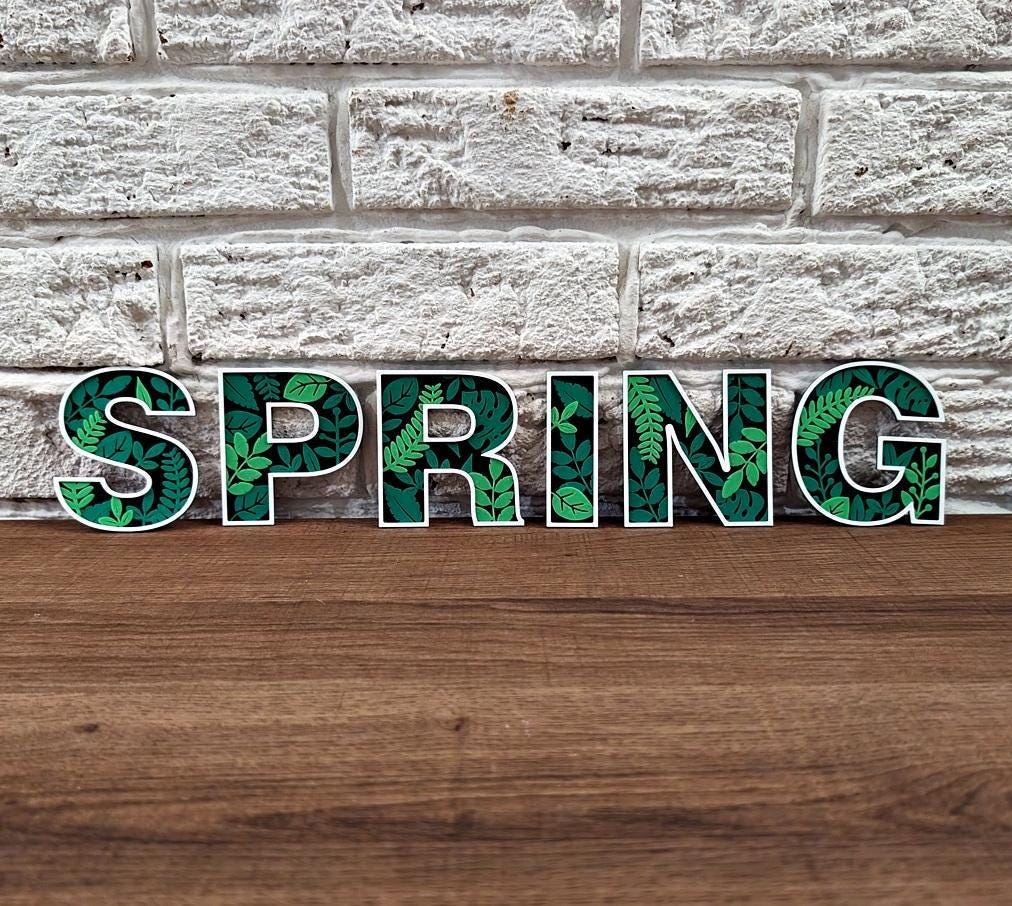 3d printed floral letters: botanical green or blossom pink wall & door decor