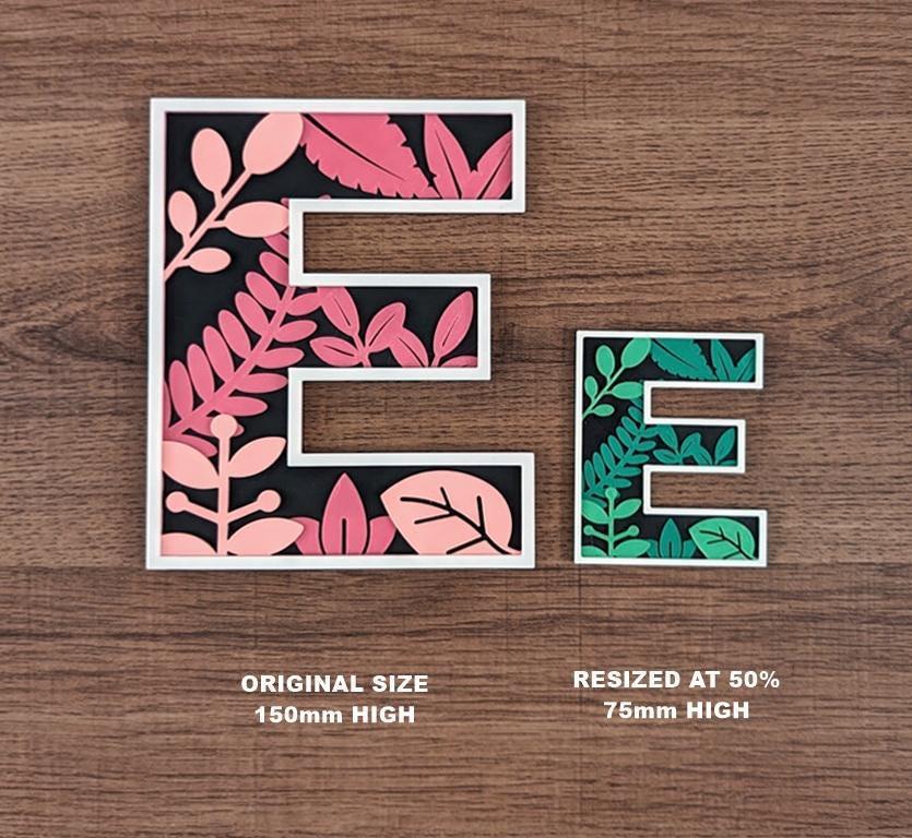 3d printed floral letters: botanical green or blossom pink wall & door decor