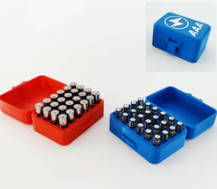 Battery storage box organiser | holds 24 aa | aaa batteries for desk workshop | junk drawer