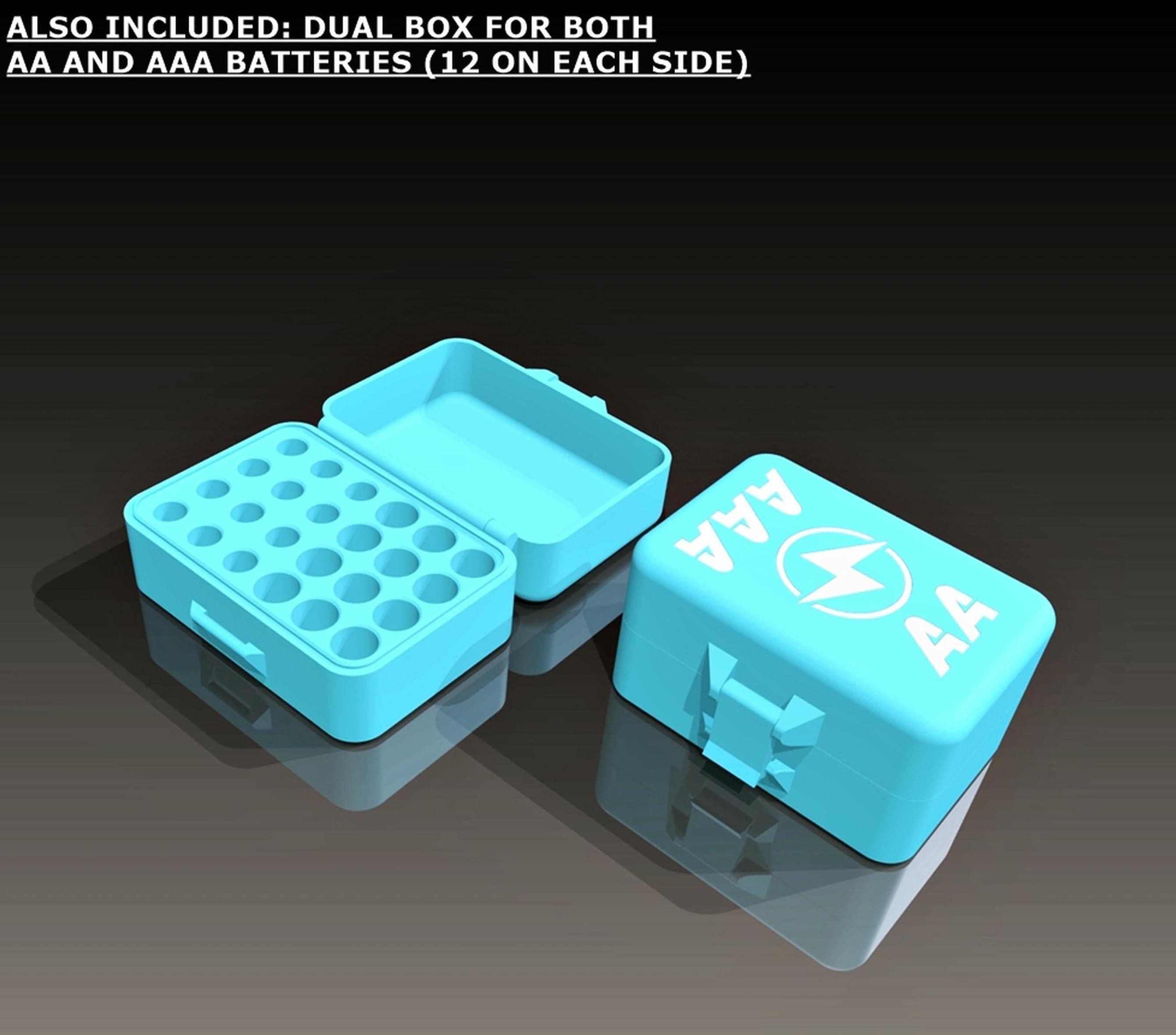 Battery storage box organiser | holds 24 aa | aaa batteries for desk workshop | junk drawer