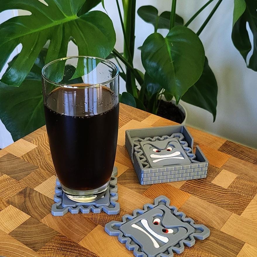 Gaming coasters set: 3d printed uk made gamer decor