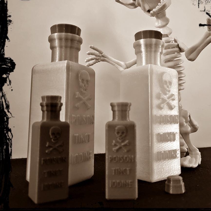 Poison bottles prop set of 4 witches halloween decor uk made