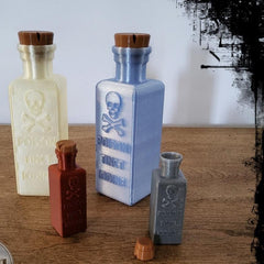 Poison bottles prop set of 4 witches halloween decor uk made