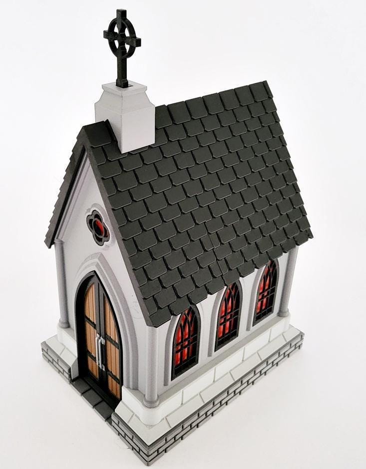 Gothic church treat jar halloween lightbox spooky decor uk made