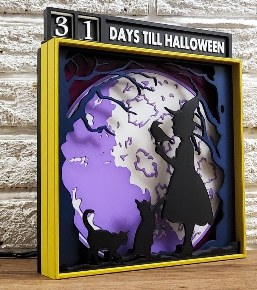 Halloween countdown witch lightbox calendar spooky decor uk made
