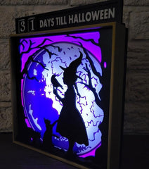 Halloween countdown witch lightbox calendar spooky decor uk made