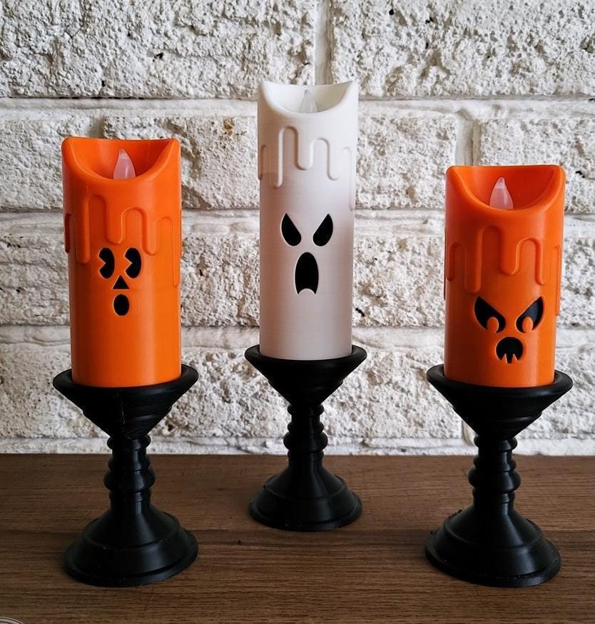 Spooky tealight candles (3-pack) | halloween decor | uk made