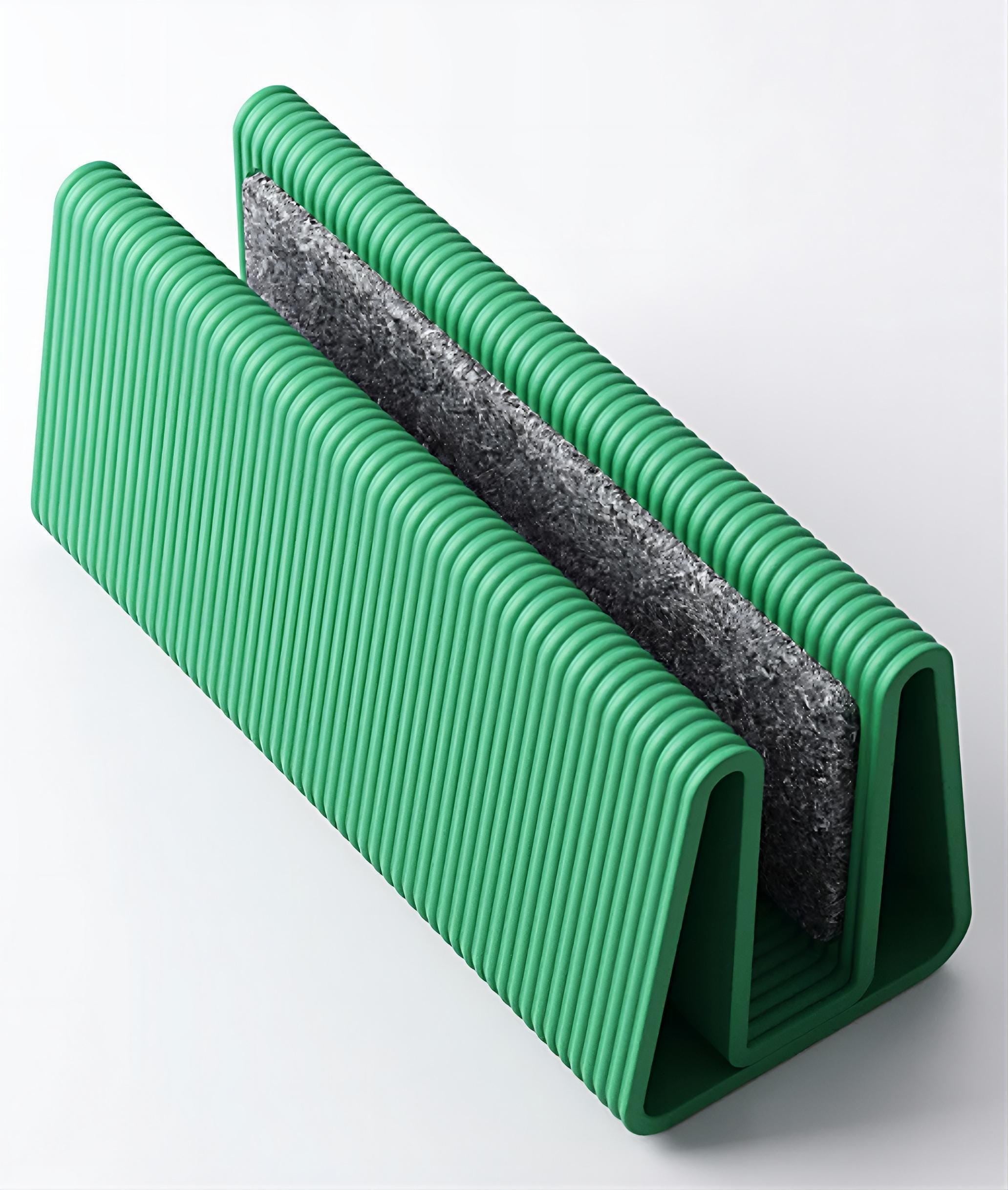 Vertical laptop stand | minimalist ribbed design desk organisation | space-saving holder | stylish accessory