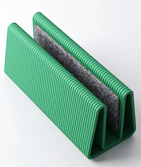 Vertical laptop stand | minimalist ribbed design desk organisation | space-saving holder | stylish accessory