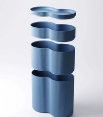 Modular ribbed desk organiser | modern stacking pen pot | storage box with lid | 3 tiers