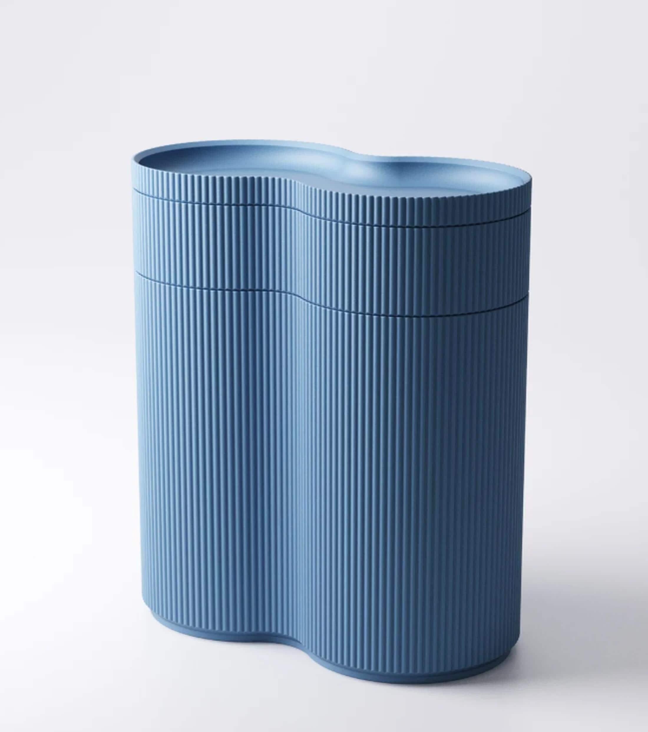 Modular ribbed desk organiser | modern stacking pen pot | storage box with lid | 3 tiers