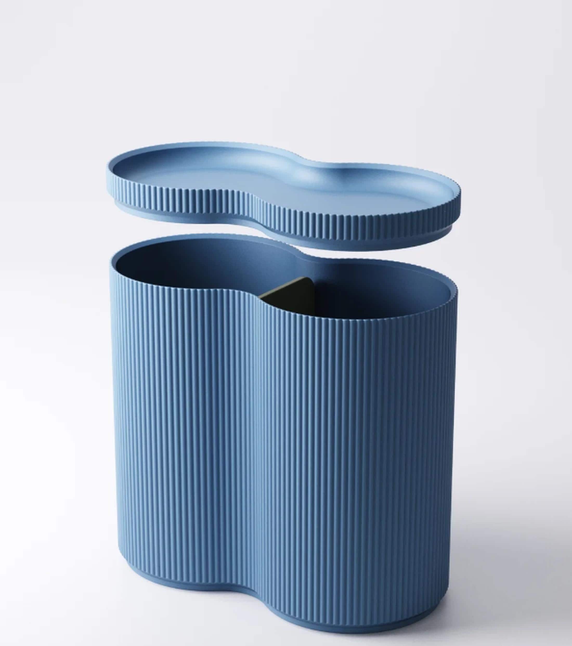 Modular ribbed desk organiser | modern stacking pen pot | storage box with lid | 3 tiers